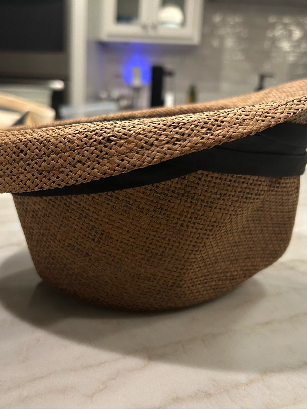 Straw Fedora Hat with Black Band - Neutral Tan - fits adult small - Picture 5 of 5